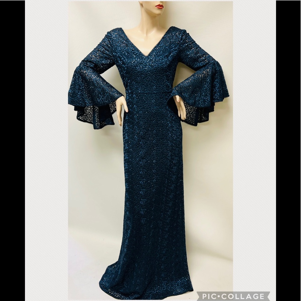 Aidan Mattox MOB/MOG long bell sleeves long gown